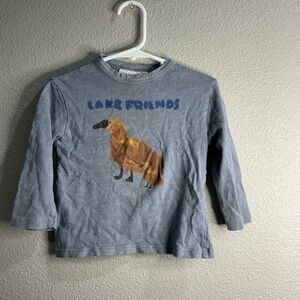 Zara Baby Duck Graphic Long Sleeve Tee Blue Cotton Toddler 12–18M